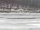 На Волге в Самарской области два человека провалились под лёд на снегоходе