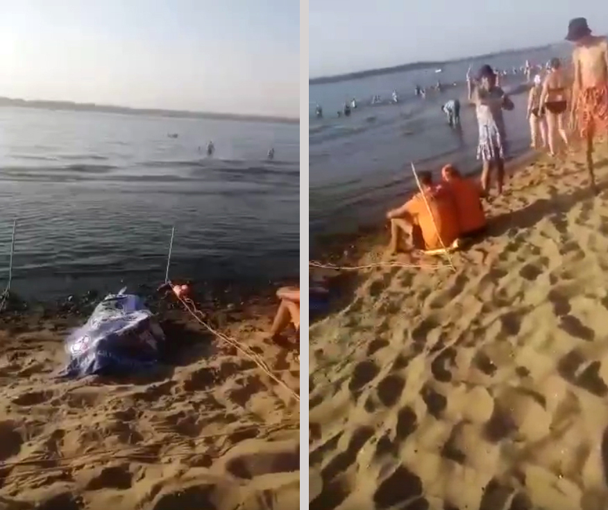 В 30-градусную жару на самарском пляже дети весь день купались возле трупа